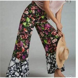 Anthropologie Maeve Callan Wide-Leg Pants in Flower